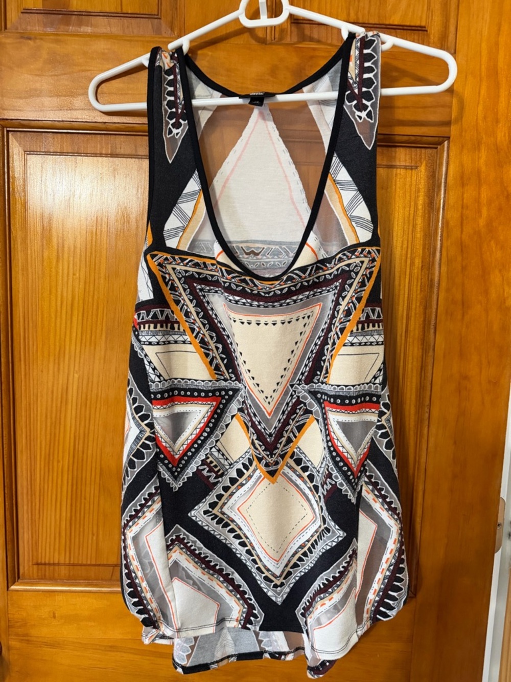 Mossimo Supply Co. Black, Cream, Red, Orange Geometric Racerback Tank